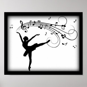 Ballerina Tanzen mit Musiknoten Poster
