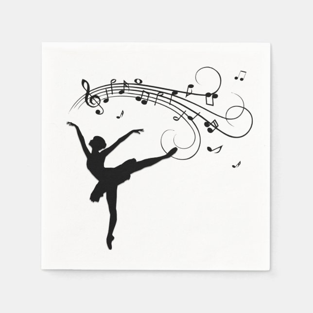 Ballerina Tanzen mit Musiknoten Serviette (Vorderseite)
