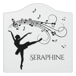 Ballerina Tanzen mit Musiknoten Türschild