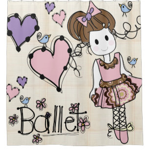 Ballerina Tänzer mit Herz und Vögeln Duschvorhang