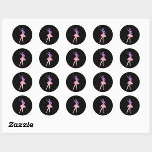 Ballerina Tänzer rosa lila Silhouette Runder Aufkleber