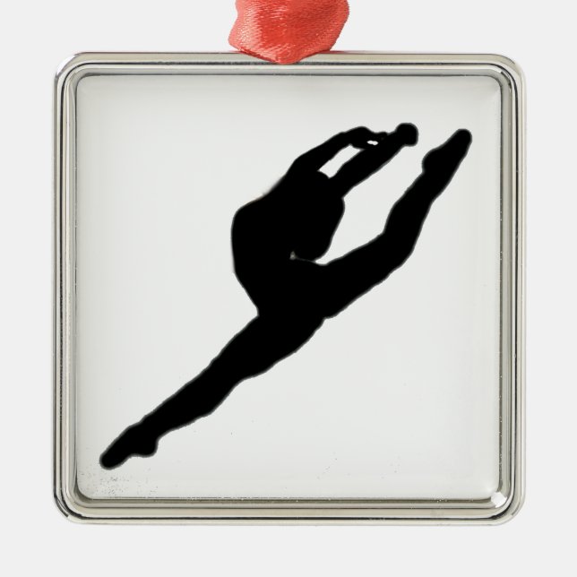 Ballerina-Tänzer-Verzierung Silbernes Ornament (Vorne)