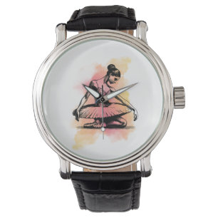 Ballerina tanzt in Farbe  Armbanduhr