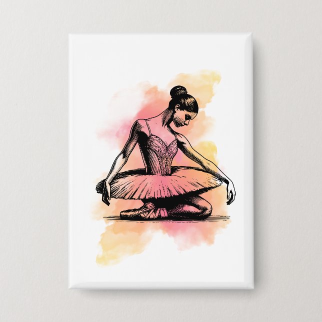 Ballerina tanzt in Farbe  Button (Vorderseite)