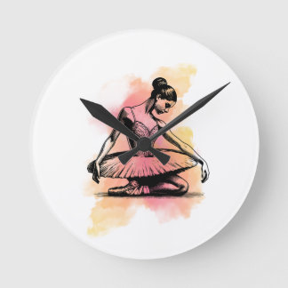 Ballerina tanzt in Farbe Runde Wanduhr