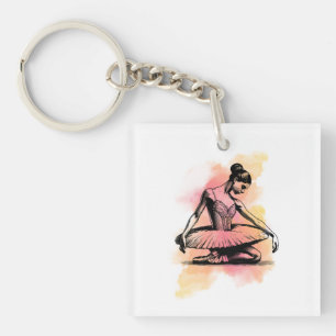 Ballerina tanzt in Farbe Schlüsselanhänger