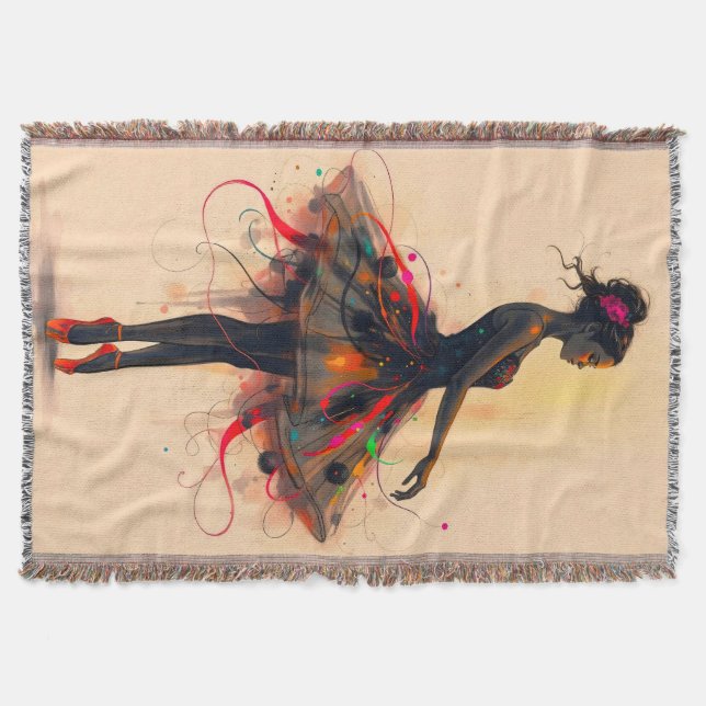 Ballerina Tanzt in Farbexplosion Decke (Vorderseite)