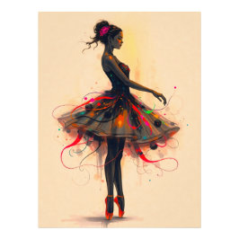 Ballerina Tanzt in Farbexplosion Fotodruck