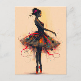 Ballerina Tanzt in Farbexplosion Postkarte