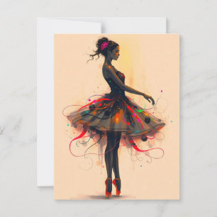Ballerina Tanzt in Farbexplosion Postkarte