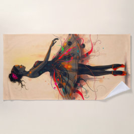 Ballerina Tanzt in Farbexplosion Strandtuch