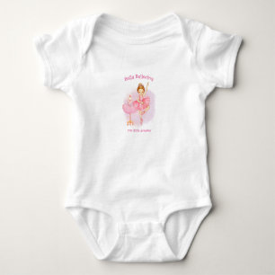 Ballerina, Teddybär und rosa Blume, Baby Bodysu Strampler