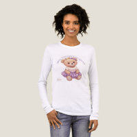 Ballerina-Teddybär-Weiß-Langarm-T-Shirt
