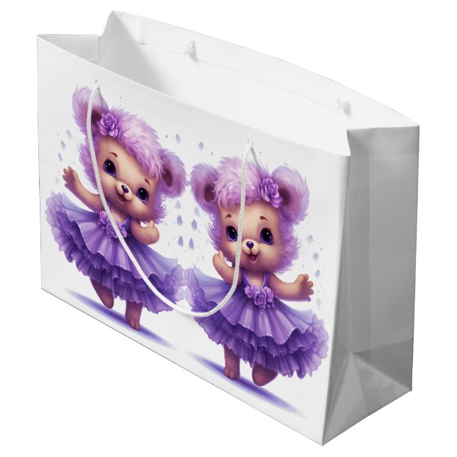 Ballerina-Teddybären Große Geschenktüte (Rückseite Schrägansicht)