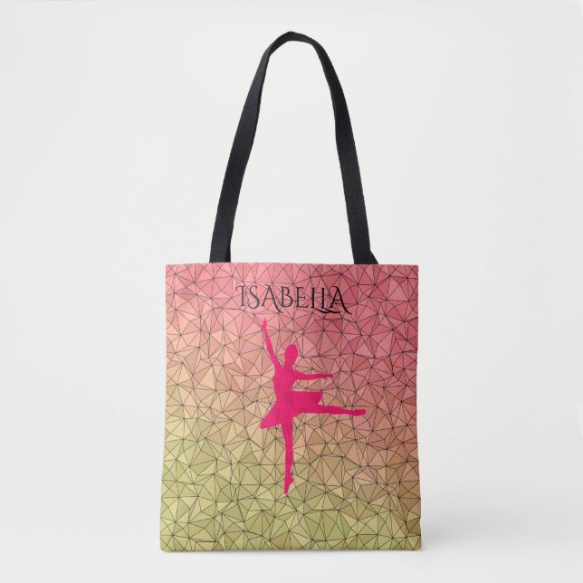 Ballerina Tote Tasche mit personalisiertem Namen. (Vorderseite)