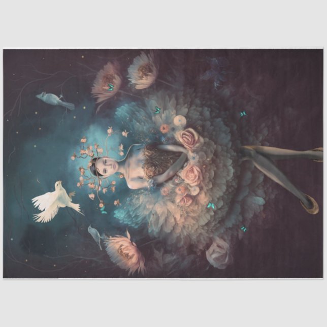 Ballerina träumt Bird Floral Butterfliegen Seidenpapier (Vorderseite)