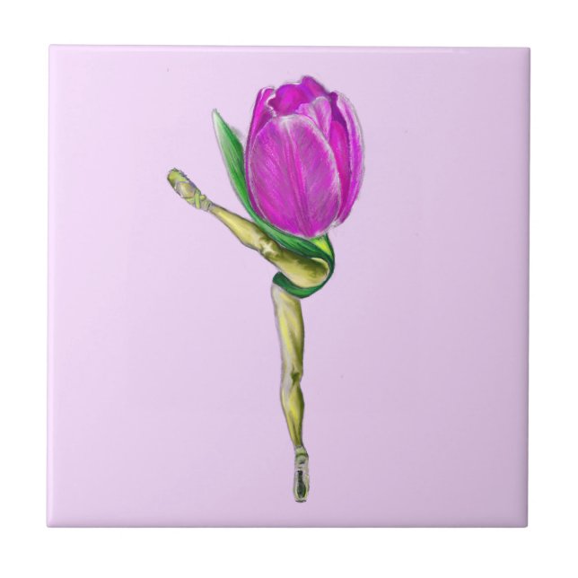 Ballerina Tulip Ballet Dancer Keramik Tile Fliese (Vorderseite)