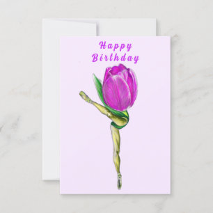 Ballerina Tulip Balletttänzer Happy Birthday Card Karte