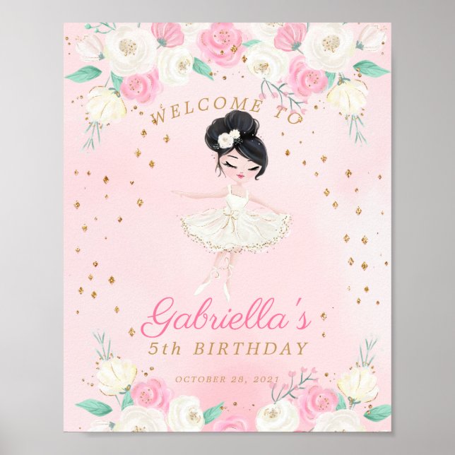 Ballerina Tutu Geburtstag Begrüßungszeichen Poster (Vorne)