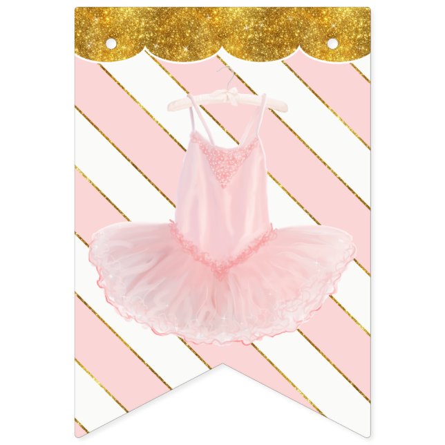 Ballerina Tutu Girl Baby Shower Gold Party Dekorat Wimpelkette (Erste Fahne)