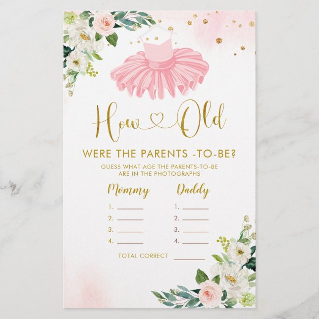 Ballerina Tutu Kinderdusche Wie alte Eltern spiele (Vorderseite)