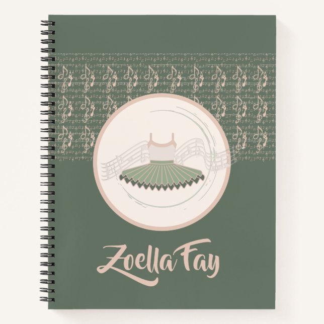 Ballerina Tutu Kleid mit Musiknoten Notizbuch (Vorderseite)