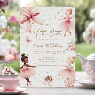 Ballerina Tutu Niedlich Pink Bow Birthday Einladun Einladung