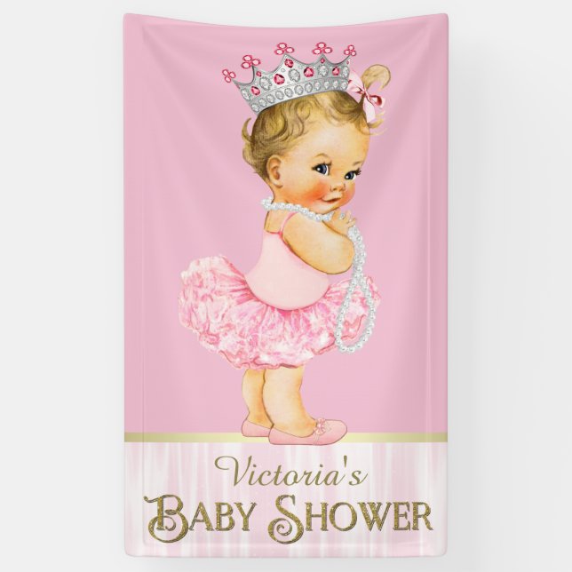 Ballerina Tutu Pearl Baby Shower Banner (Vertikal)