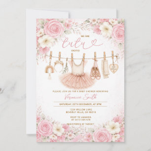 Ballerina-Tutu-Schleife Blumenrosa Band Baby-Party Einladung