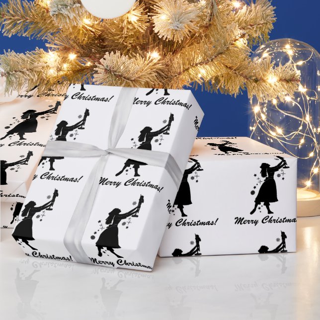 Ballerina und Nutcracker Frohe Weihnachtswrapping  Geschenkpapier (Feiertage)