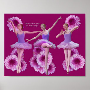 Ballerina und rosa Mums Poster