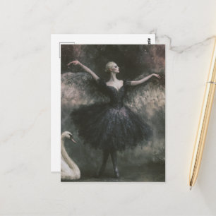 Ballerina und Schwan Fantasie Postkarte