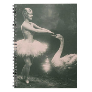 Ballerina und Schwan Faux Vintage-Fotografie Notizblock
