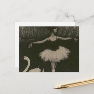 Ballerina und Schwan Schwarz und Weiß Postkarte
