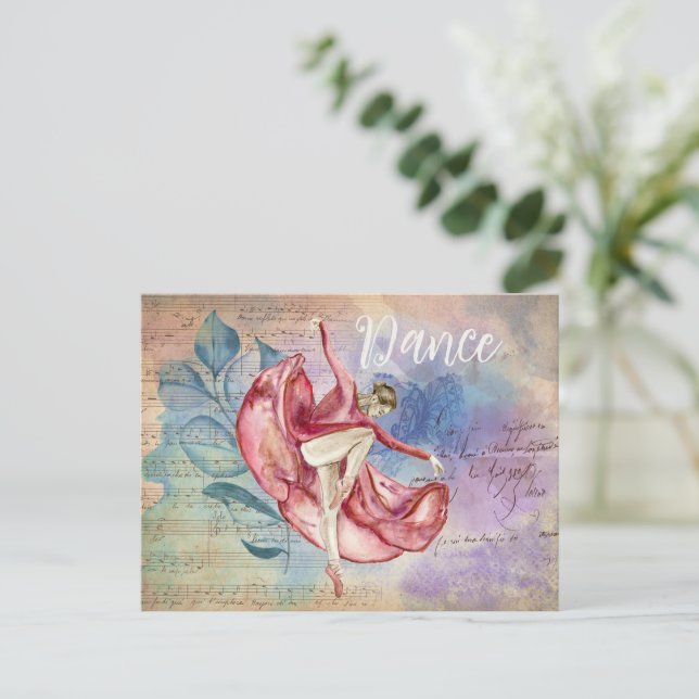 Ballerina und Sheet Music Nature Fantasy Dance Postkarte (Stehend Vorderseite)