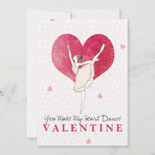 Ballerina Valentine macht meinen Herztanz rosa Tan Feiertagskarte