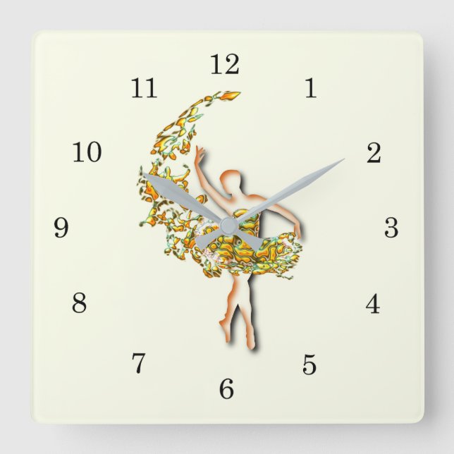 Ballerina Wall Clock - Tänzerin für das Feuer Quadratische Wanduhr (Vorderseite)