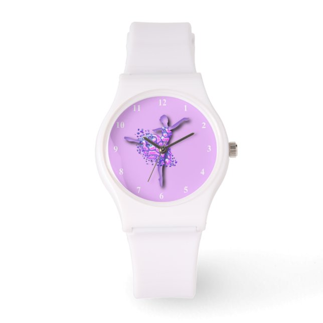 Ballerina Watch Ballet Dancer Girl - Lila Armbanduhr (Vorderseite)
