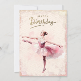 Ballerina Watercolor Happy Birthday Feiertagskarte