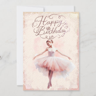 Ballerina Watercolor Happy Birthday Feiertagskarte
