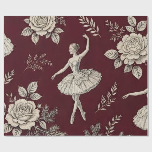 Ballerina-Weihnachts-Toile-Verpackung - Burgund Geschenkpapier