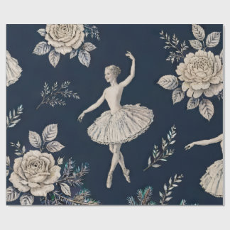 Ballerina-Weihnachts-Toile-Wrap - Mitternachtsnavy Geschenkpapier