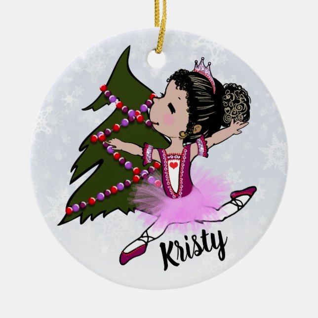 Ballerina-Weihnachtsverzierung Keramik Ornament (Vorne)