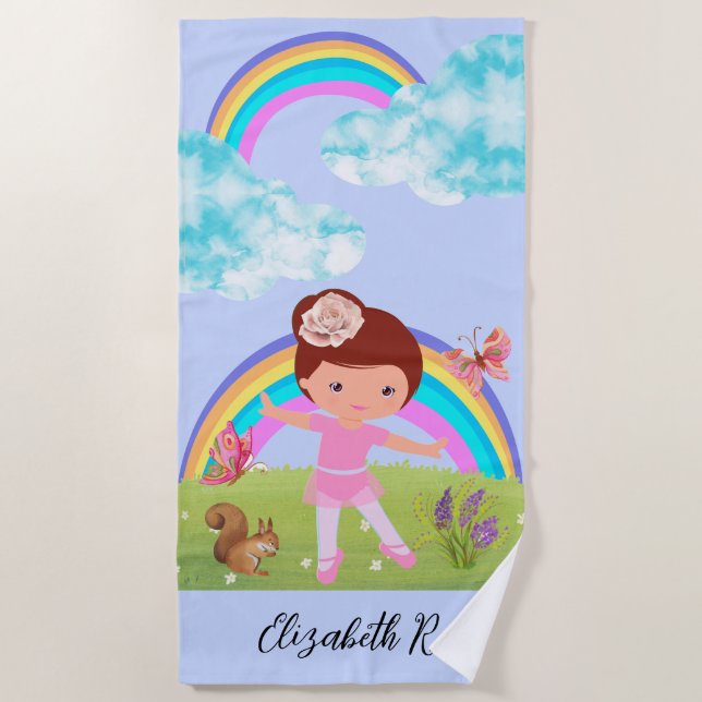 Ballerina Woodland Friends Beach Handtuch (Vorderseite)