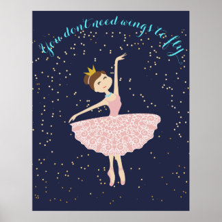 Ballerina Zitat Sie brauchen Flügel zu fliegen Poster