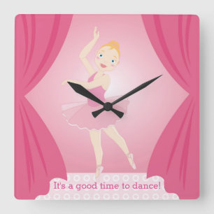 Ballerinageburtstags-Party Quadratische Wanduhr