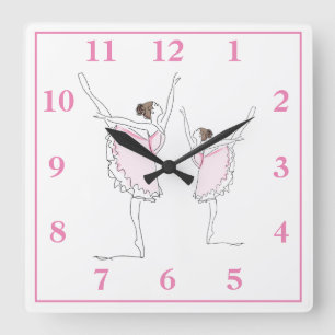 Ballerinas Quadratische Wanduhr