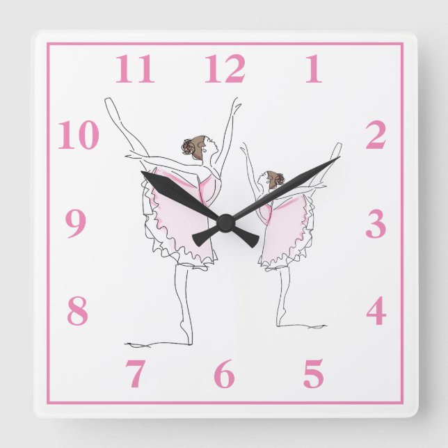 Ballerinas Quadratische Wanduhr (Vorderseite)
