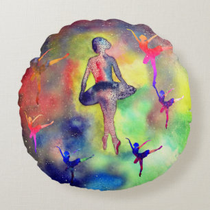 Ballerinas unter Sternen Rundes Kissen