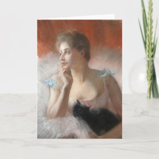 Ballerine avec un Chat Pierre Carrier-Belleuse Karte
